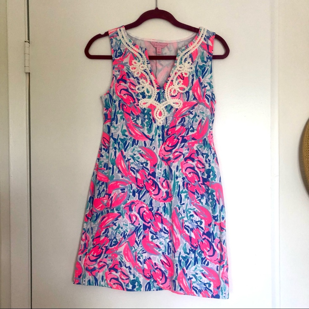 Lilly Pulitzer pink and blue print shift dress - Picture 2 of 4